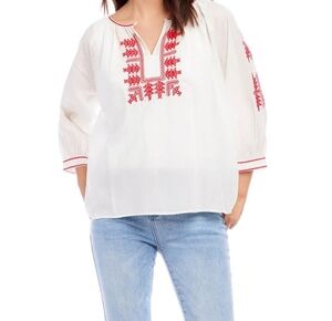 Karen Kane Embroidered Peasant Blouse Size 1X